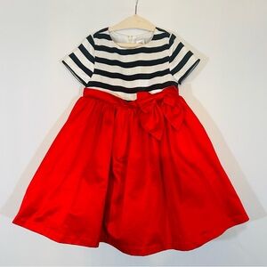 Olivia for Gymboree Dress Girls Size 4T Black & White Striped Red Skirt Formal